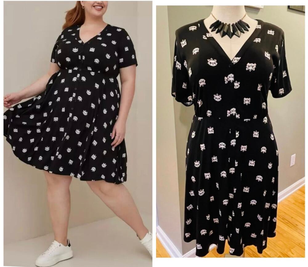 Torrid Plus Size 4 Disney Marie Cat Aristocats Stretch Challis Shirt Dress 4X